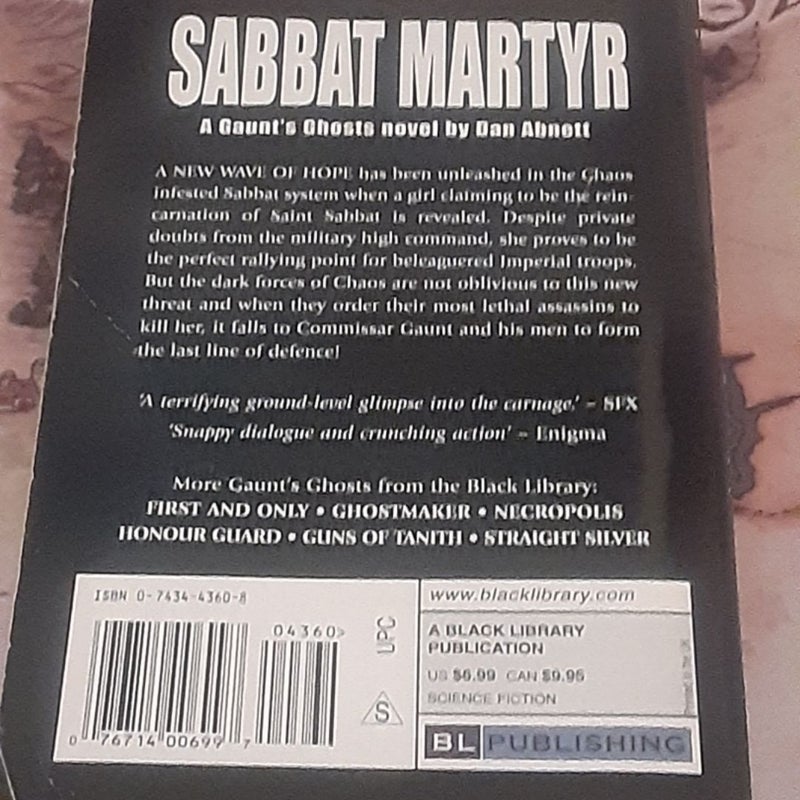 Warhammer 40k Sabbat Martyr by Dan Abnett,  Gaunts Ghost book