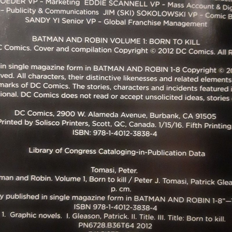 Batman and Robin Vol. 1: Born to Kill tpb (DC Comics the New 52)