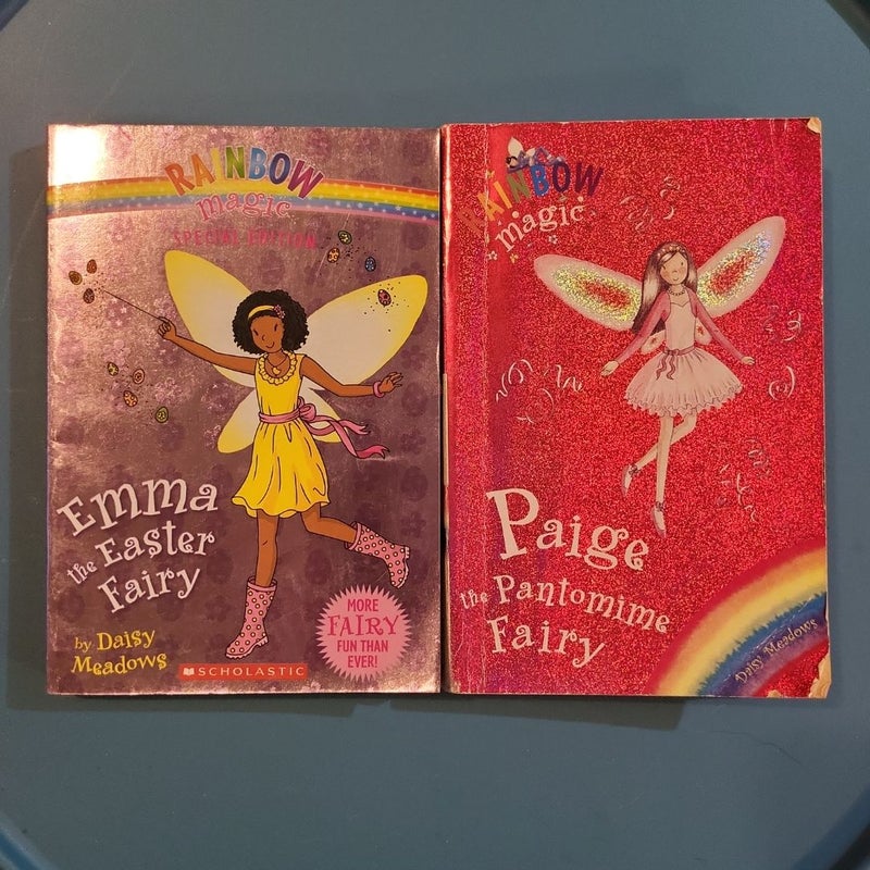 Rainbow magic "emma the easter fairy" and "paige the pantomime fairy"