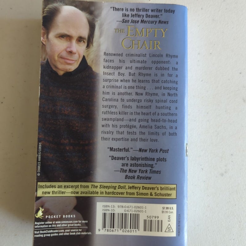 Jeffrey Deaver paperbacks X 3: Sleeping Doll, Empty Chair, Devil's Teardrop