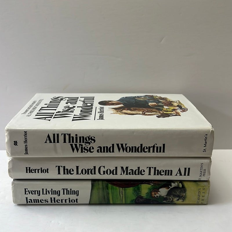 James Herriot’s ( 3 Book Bundle-Vintage, 1st Edition): All Things Wise and Wonderful, The Lord God Made Them All, & Every Living Thing