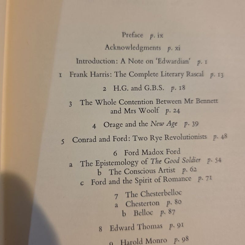 VINTAGE 1972, FIRST EDITION Edwardian Occasions: Essays on English Writing in the Early Twentieth Century [by Samuel Hynes (ex-library)]
