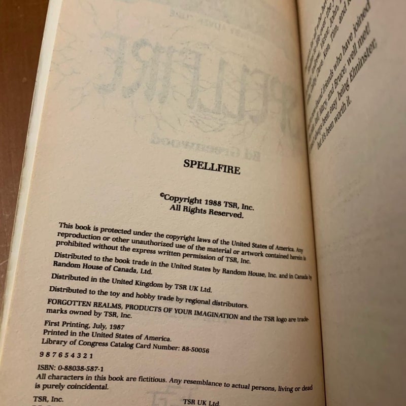 Spellfire, Shandril’s Saga 1, First Edition First Printing