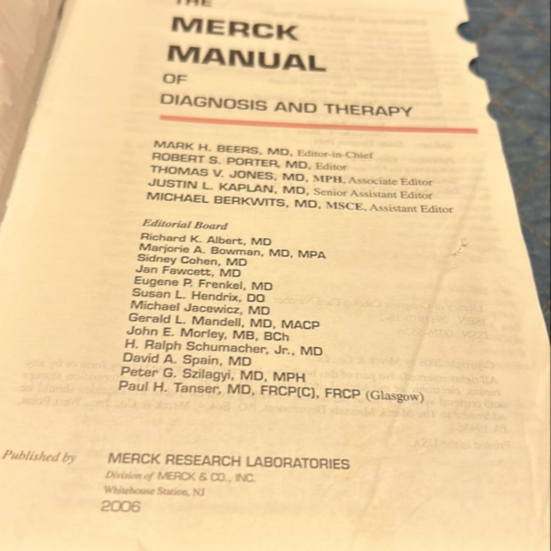 The Merck Manual of Diagnosis and Therapy by Thomas V. Jones, Robert S ...
