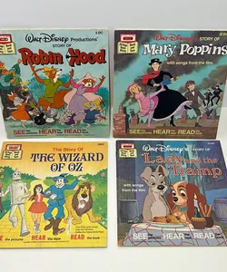 Walt Disney’s (4 Books ONLY) Book and Tape Books/Robin Hood/Mary Poppins/The Wizard of OZ/Lady and the Tramp 