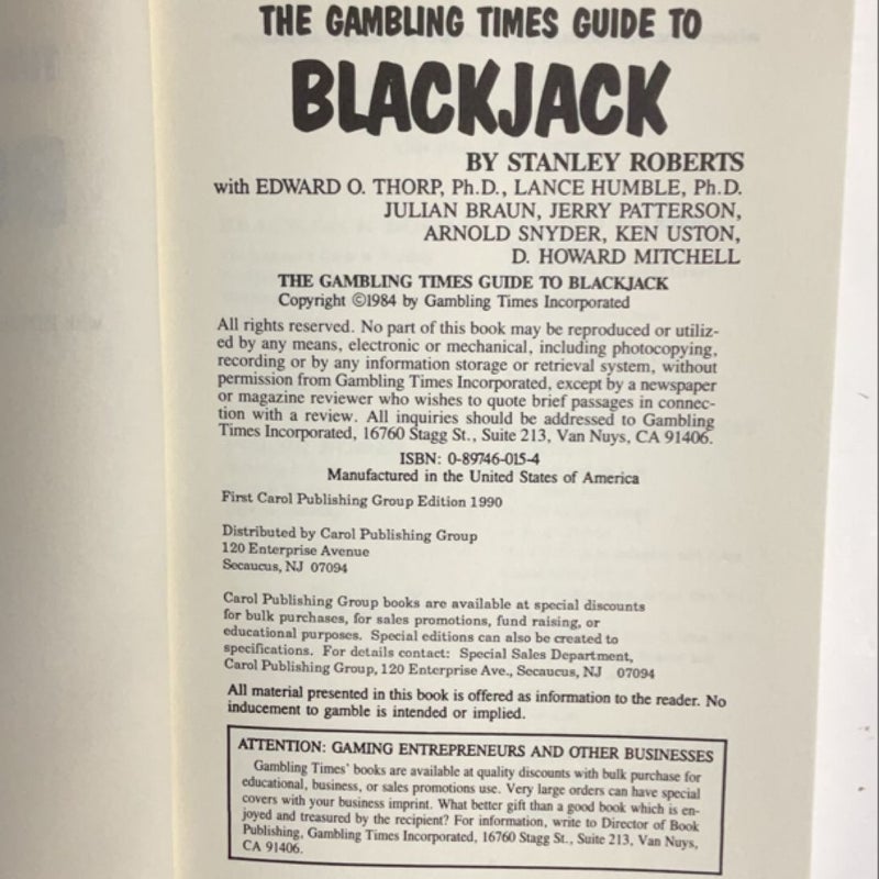 Gambling Times Guide to Blackjack, 1990