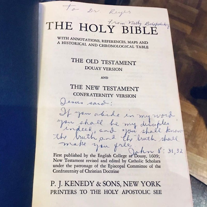 The Holy Bible Douay Confraternity New Catholic Version PJ Kenedy 1961