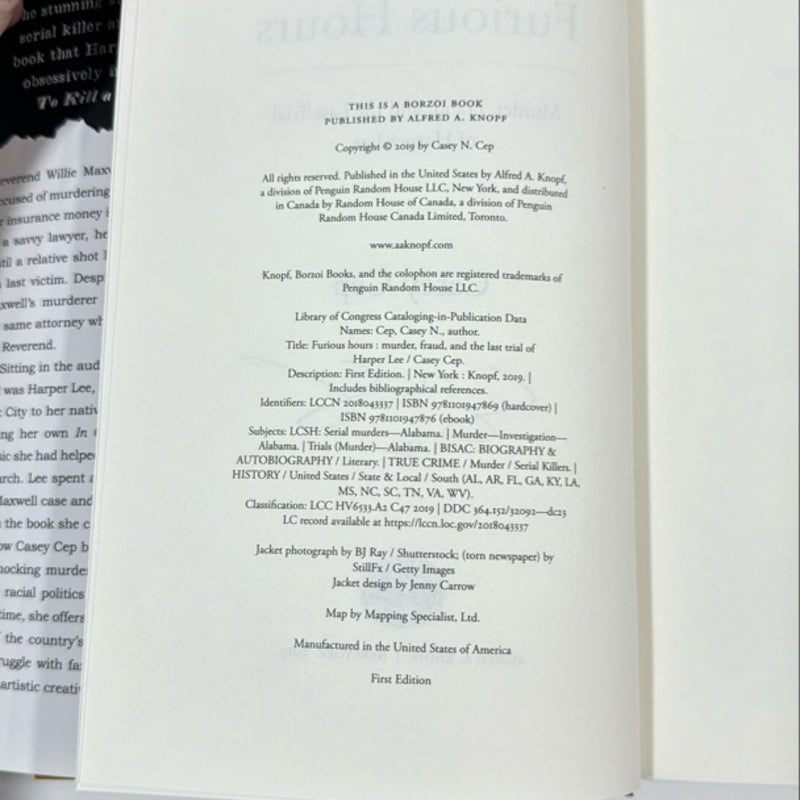 Furious Hours 1st edition signed 