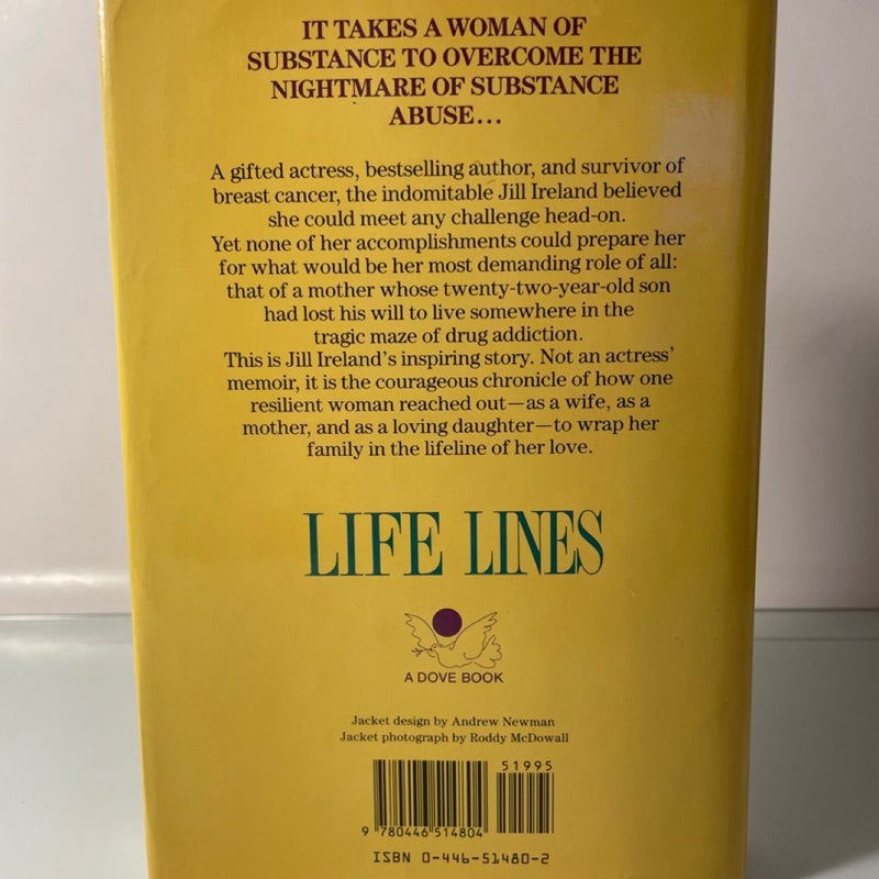 Life Lines By Jill Ireland (1989, Hardcover, First Edition) Celebrity Memoir