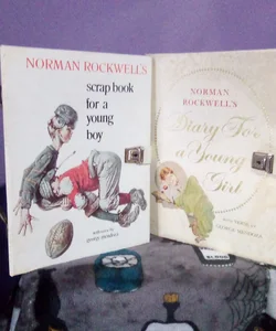 Norman Rockwell's Scrapbook/Diary For A Young Boy/Girl Set With Key!! - Vintage 1978