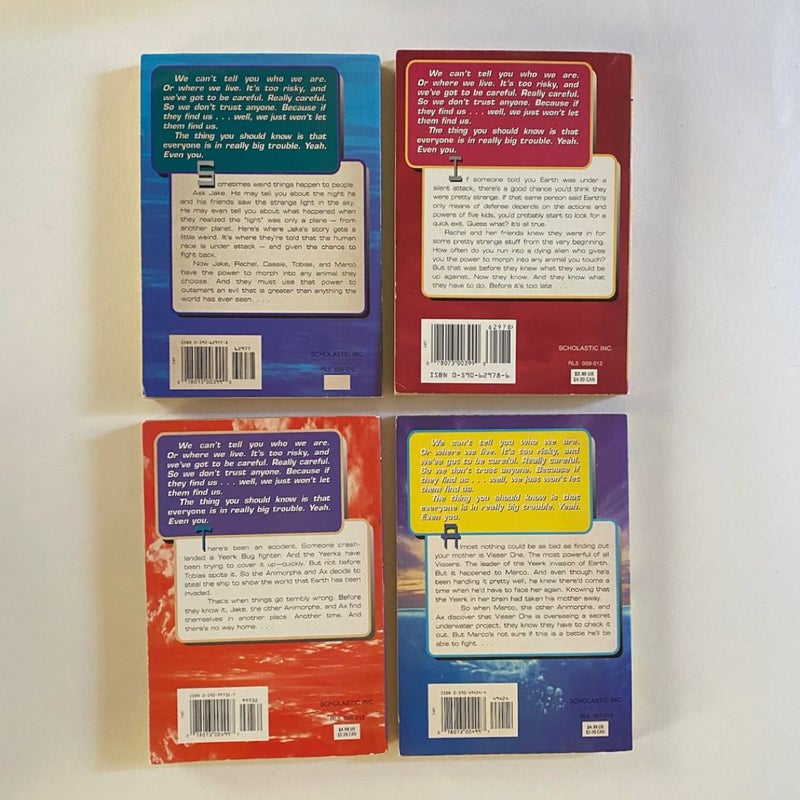 Animorphs: The Invasion; The Visitor; The Forgotten; The Escape; The Underground; The Decision; The Discovery; The Solution