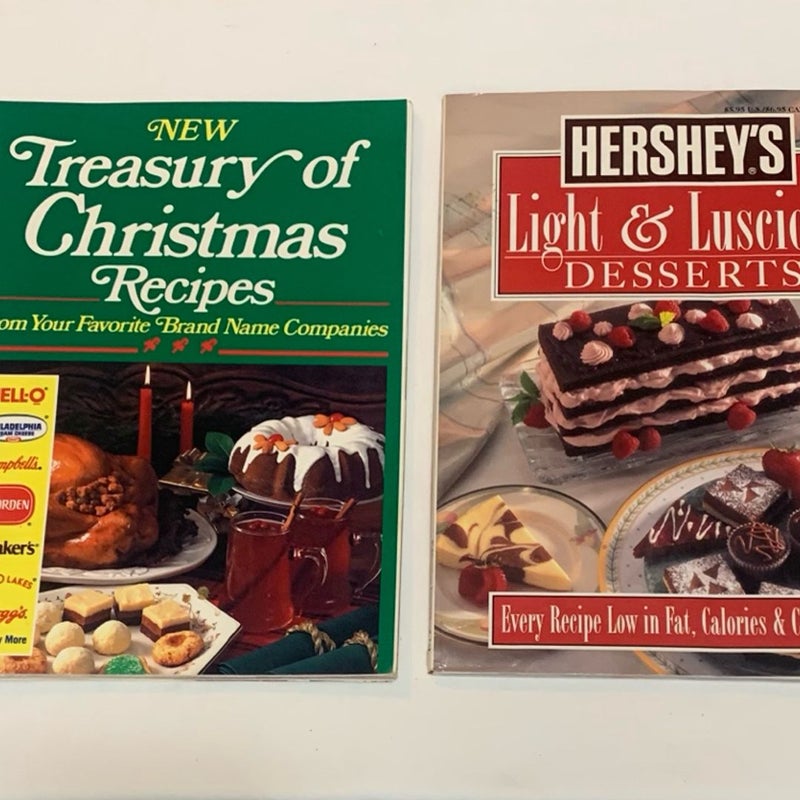 New Treasury of Christmas Recipes 1990 & Hersey’s Light & Luscious 1994 (2) Books Total