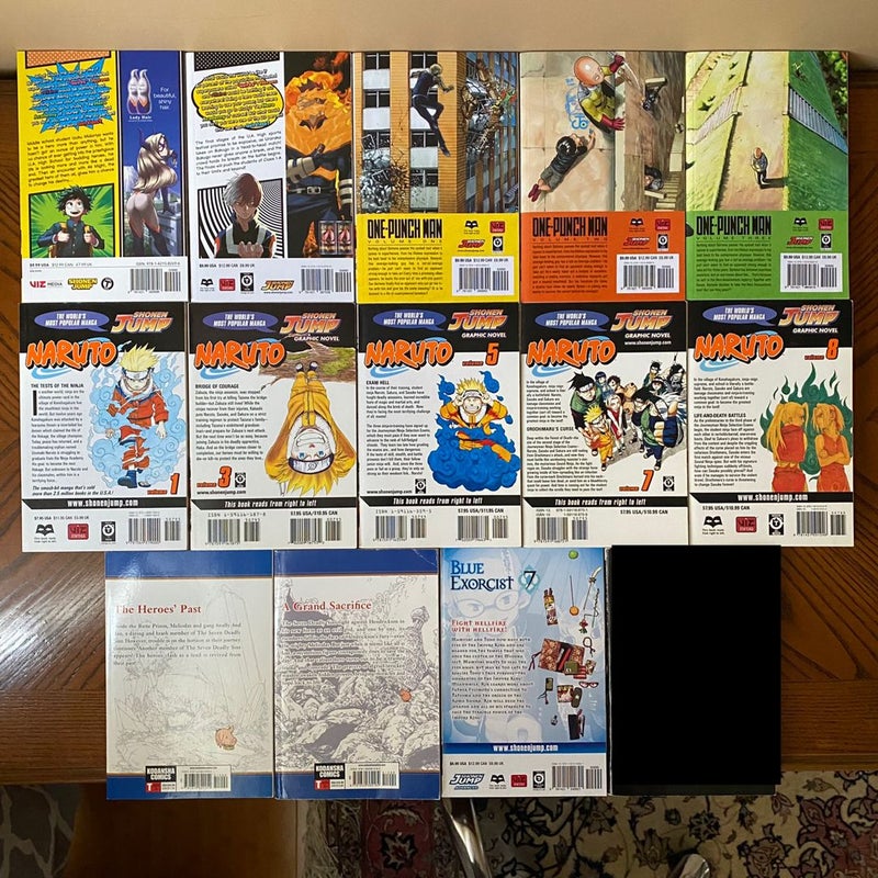 SHONEN MANGA BUNDLE: My Hero Academia, One-Punch Man, Naruto, The Seven Deadly Sins, & Blue Exorcist