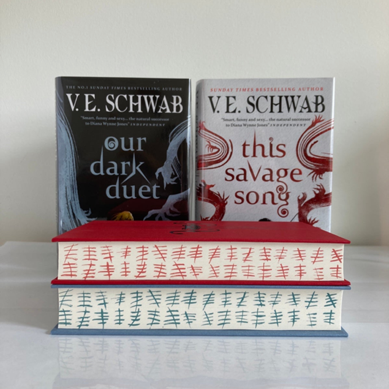 Waterstones This Savage Song & Our Dark Duet Collectors Editions w/ Stenciled Edges