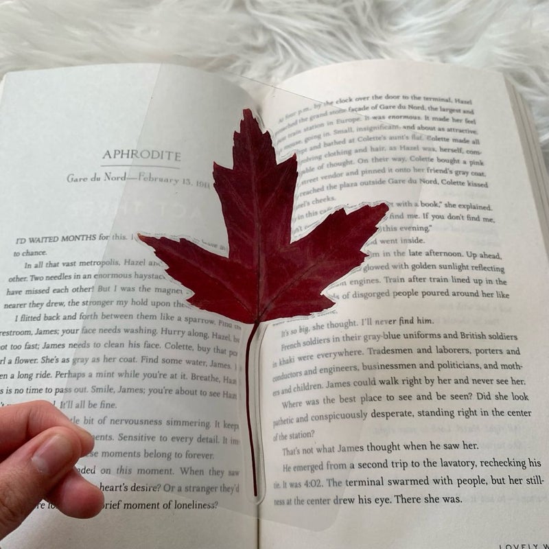 Handmade Real Pressed Red Leaf Bookmark