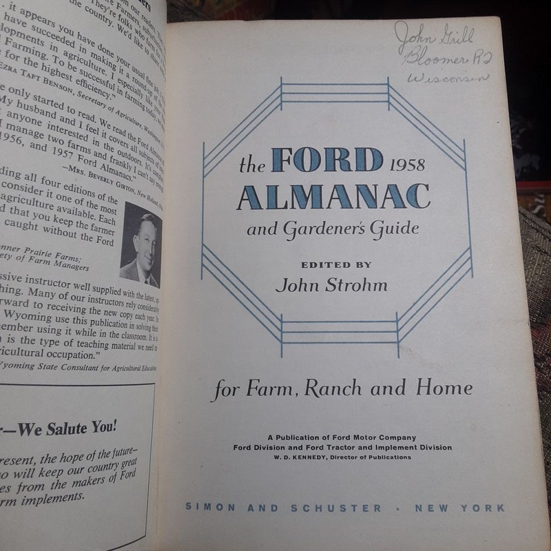 The Ford 1958 Almanac and Gardener's Giide