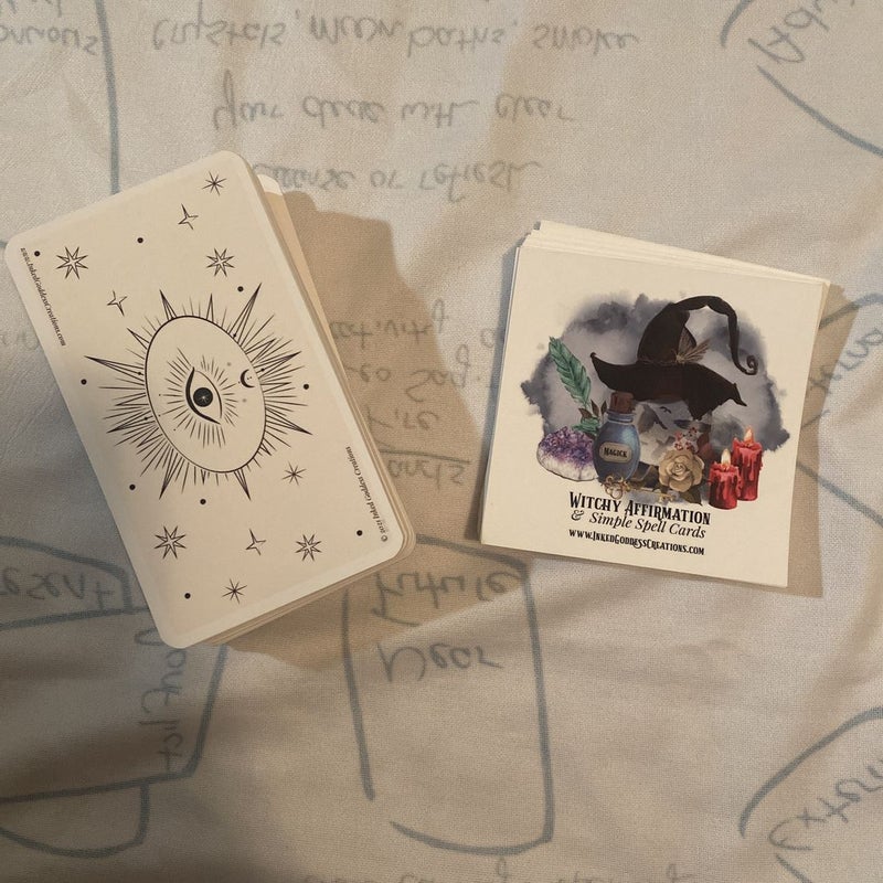 Inked Goddess Creations color your own tarot & Witch Affirmation & Simple Spell Cards