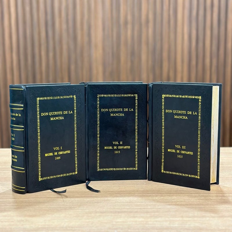 Don Quixote de la Mancha: Deluxe Leather-Bound Three-Volume Bilingual Edition (Spanish & English)
