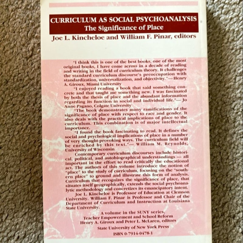 Curriculum as Social Psychoanalysis
