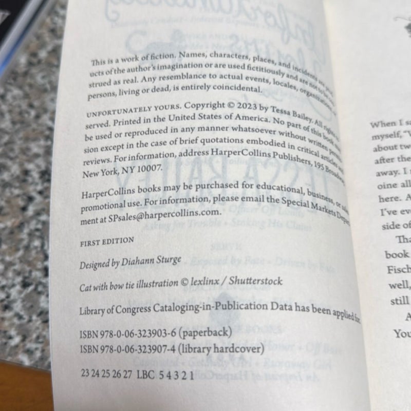 Unfortunately Yours First Edition 