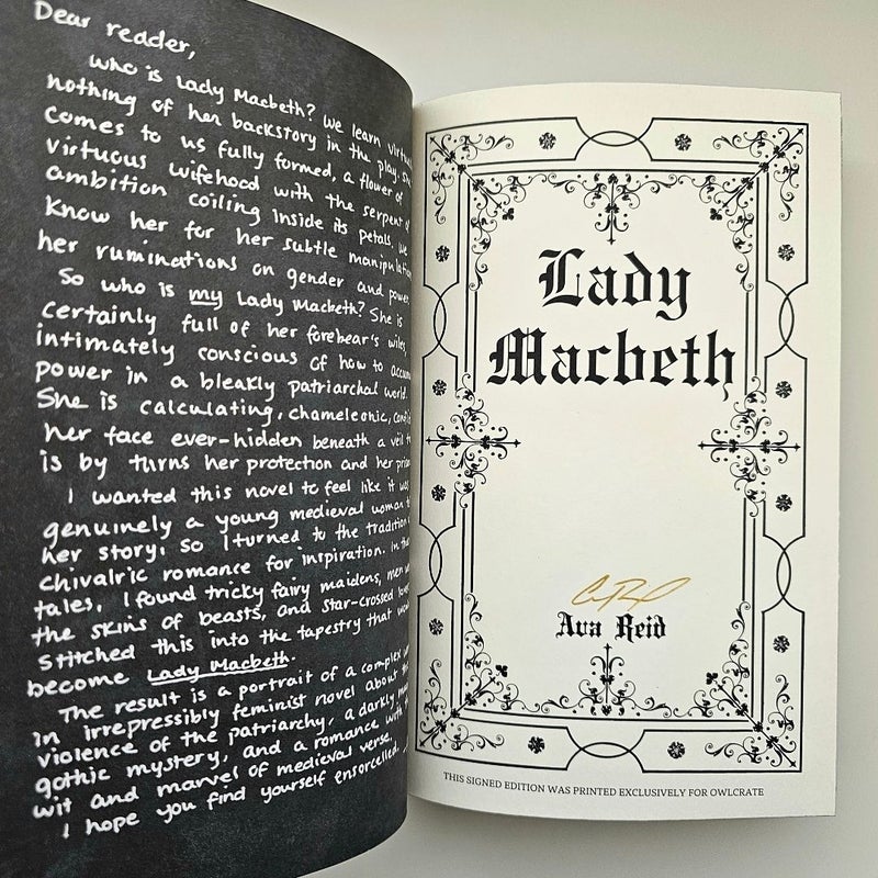 Lady Macbeth SIGNED By Ava Reid Owlcrate Special Edition Exclusive Art & Design