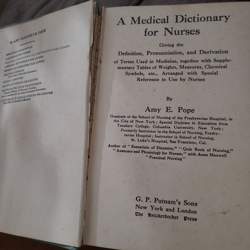 A Medical Dictionary for Nurses