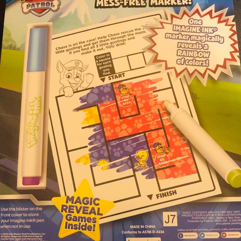 Paw Patrol with imagine ink marker 12 page coloring & game book