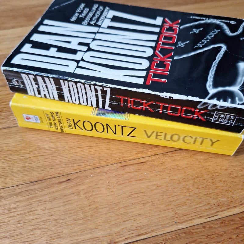 Velocity, TickTock Lot of 2 Dean Koontz books, set of 2