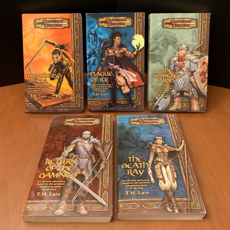 Complete First Edition Iconic Core Dungeons & Dragons Novel Series 1-10: The Savage Caves, The Living Dead, Oath of Nerull, City of Fire, The Bloody Eye, Treachery’s Wake, Plague of Ice, The Sundered Arms, Return of the Damned, The Death Ray