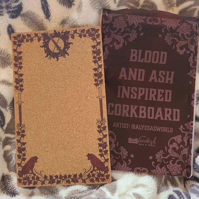 Bookish box Blood and Ash Inspired corkboard 
