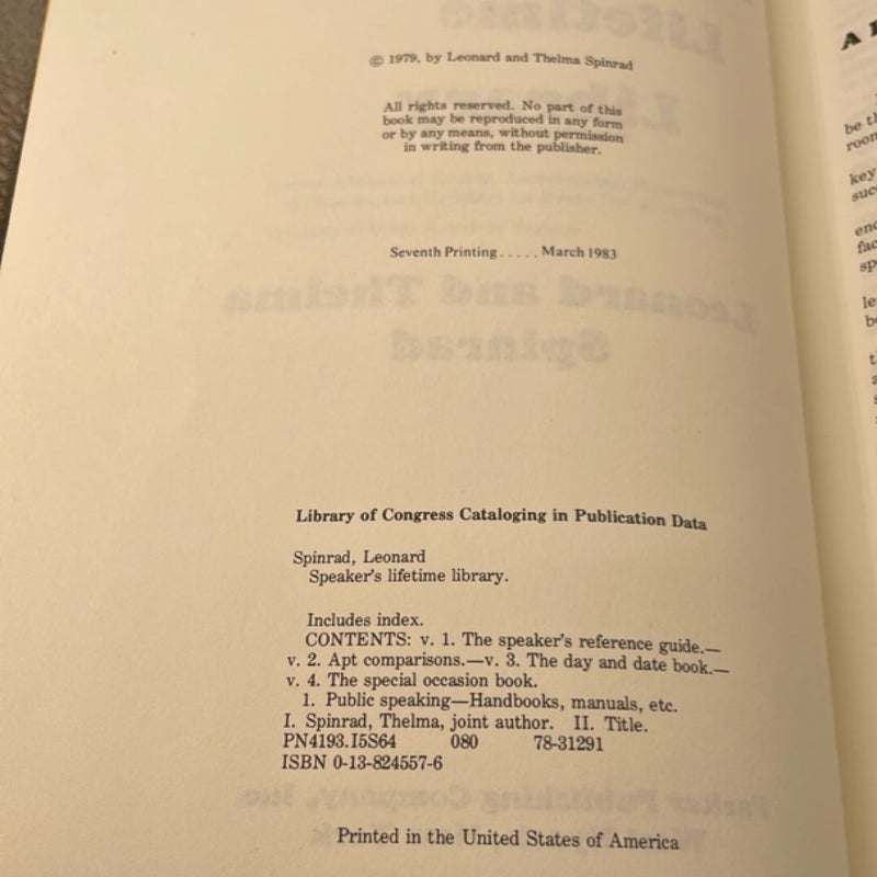 Speaker's Lifetime Library