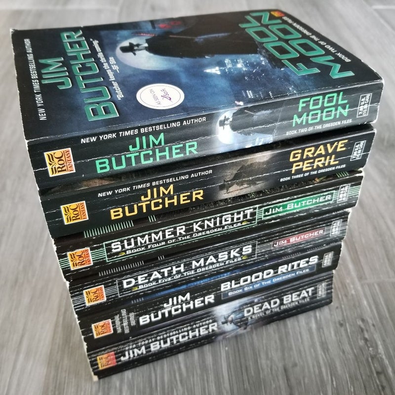SET OF 6 JIM BUTCHER SERIES THE DRESDEN FILES BOOKS #2-7 MOST 1ST ED. PRINTINGS