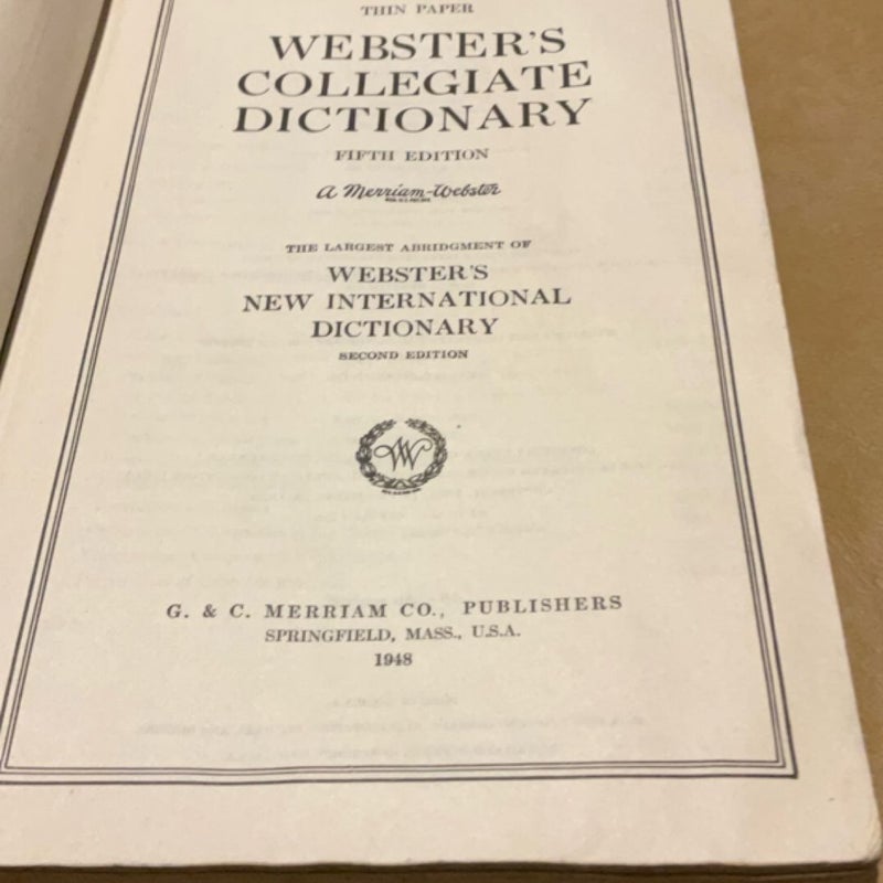 Webster collegiate dictionary
