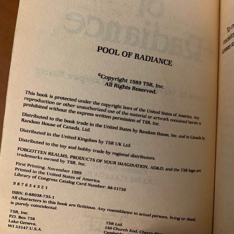 Pool of Radiance, Heroes of Phlan 1, First Edition First Printing