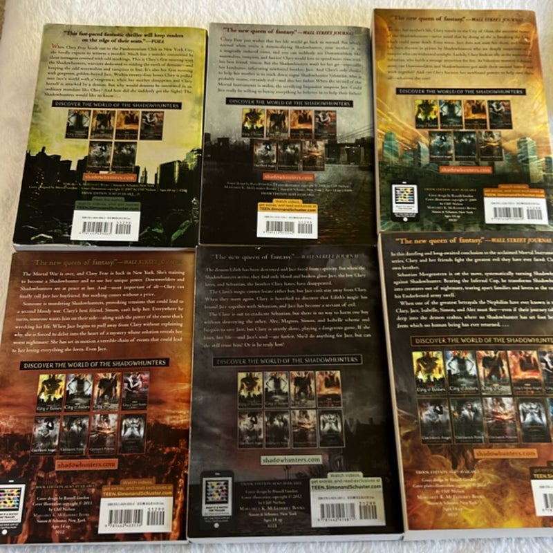 The Mortal Instruments series - Out of Print covers - 1,2,3,4,5,6