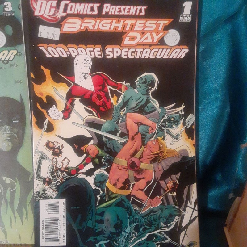 4 oversized DC COMICS specials: 100 Page Spectacular Aquaman, Teen Titans,  Hawkman, Black Baptism, Legends if the DC Universe 80 Page Giant 