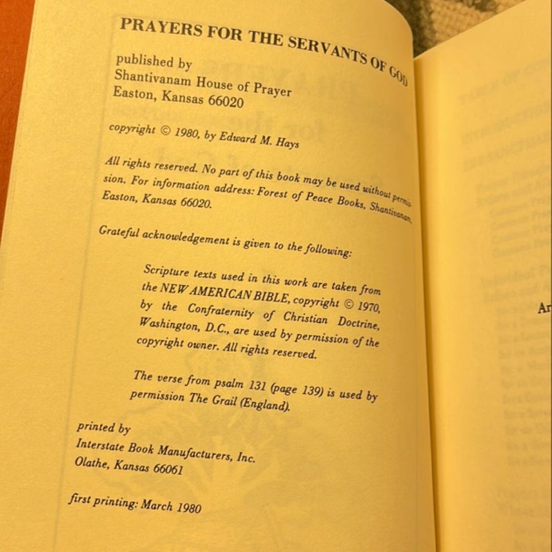Prayers for the Servants of God (1980 First Printing)
