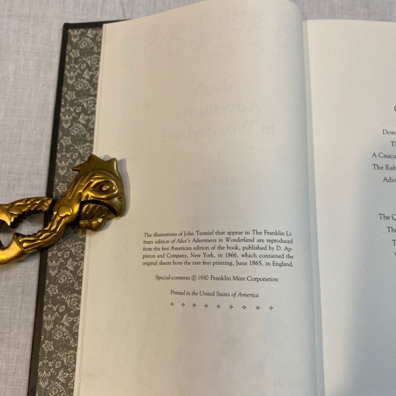 Alice's Adventures in Wonderland By Lewis Carroll -The Franklin Library - 1980
