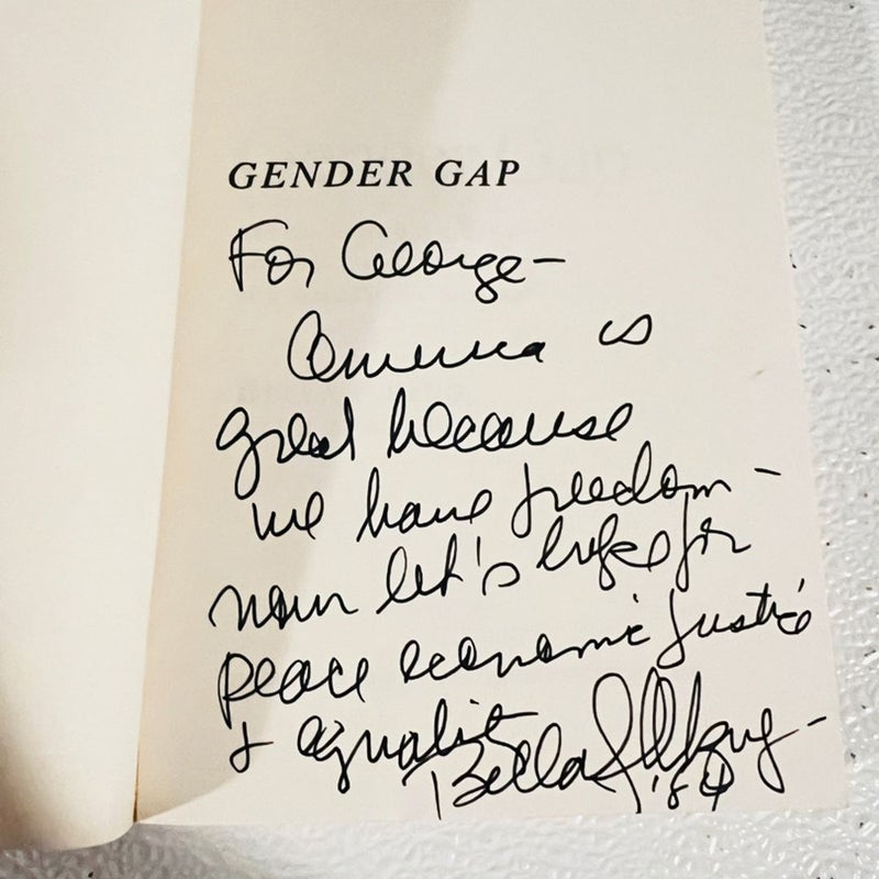 Gender Gap Bella Abzug SIGNED 1st Ed Softcover 2nd Wave Feminism Womens Studies