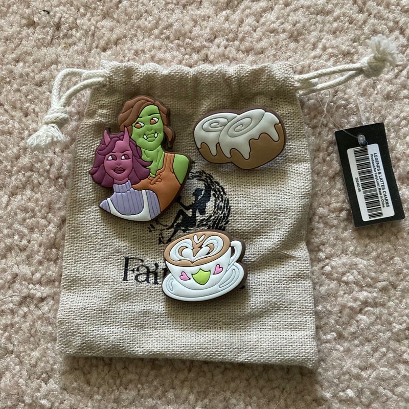 Fairyloot Legends and Lattes shoe charms 