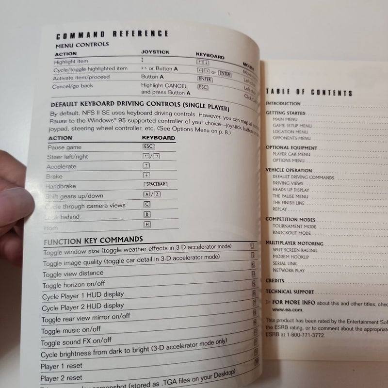Need For Speed II SE Manual and Pamphlet