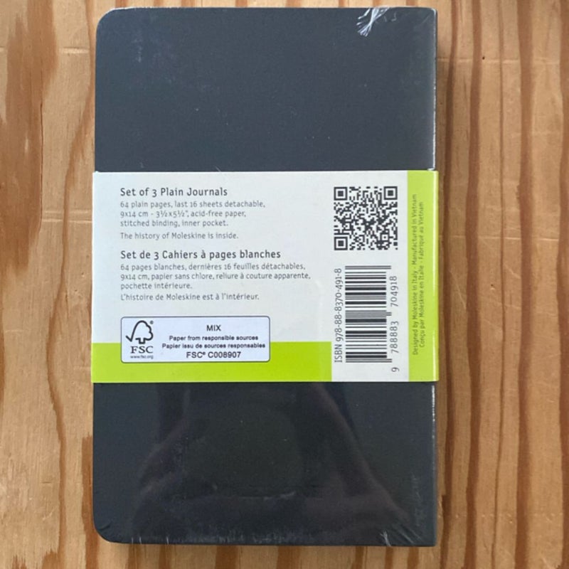 Moleskine Cahier Journal (Set of 3), Pocket, Plain, Black, Soft Cover (3. 5 X 5. 5)