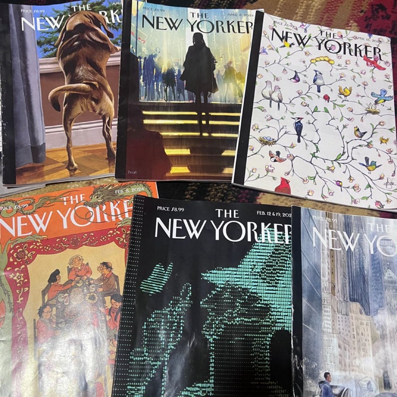 Set of 8 New Yorker Magazines Feb5-Apr26 2024
