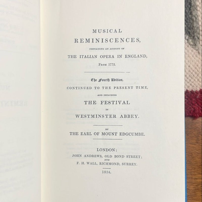 Musical Reminiscences of the Earl of Mount Edgcumbe (1973, Da Capo Press Reprint)