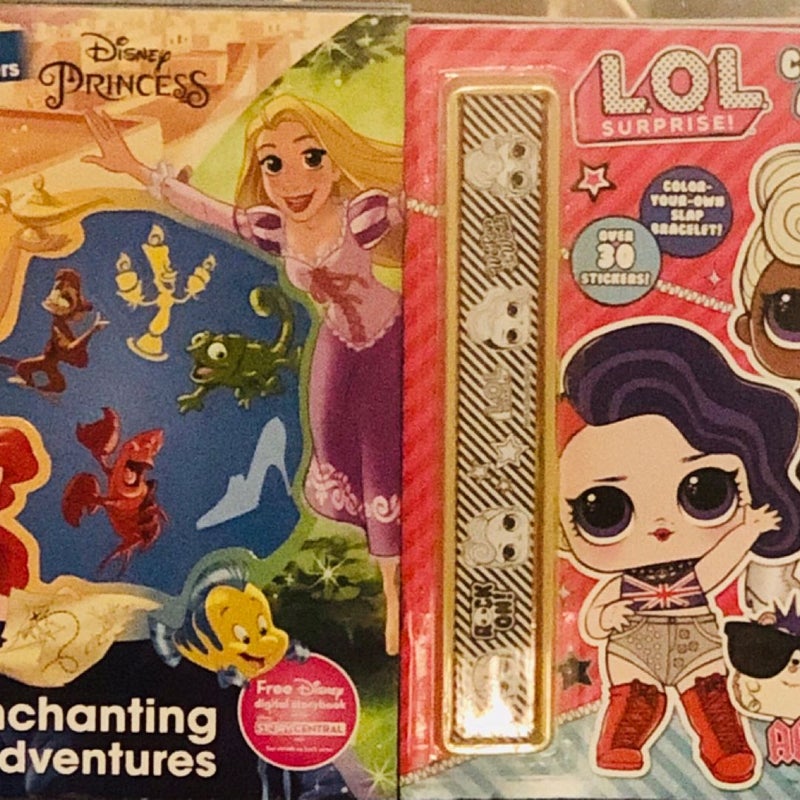 Disney Princess Enchanting Adventures & L.O.L. Surprise sticker coloring activity book