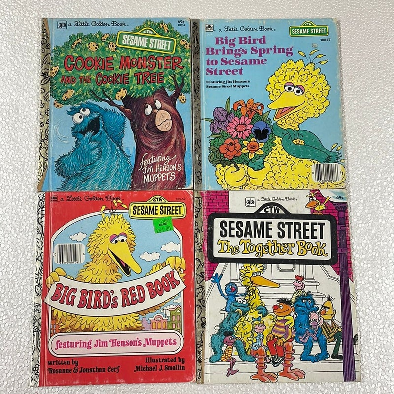 Book Bundle: 4 SEASAME STREET Vintage Little Golden Books 