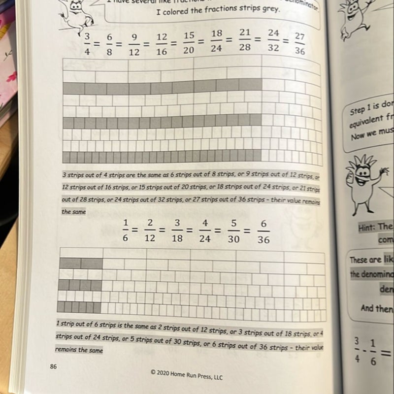 Math Success Practice Workbook Fractions 4th 5th 6th Grades