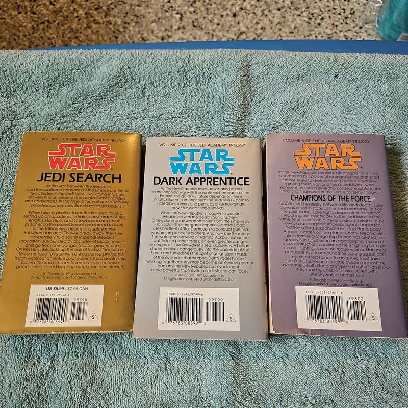 Star Wars Vol 1,2 and 3 of Jedi Academy Trilogy
