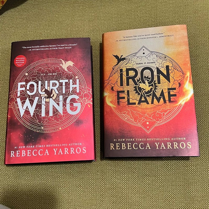 FOURTH WING BOOK SET: HOLIDAY EDITION and IRON FLAME SPRAYED EDGES