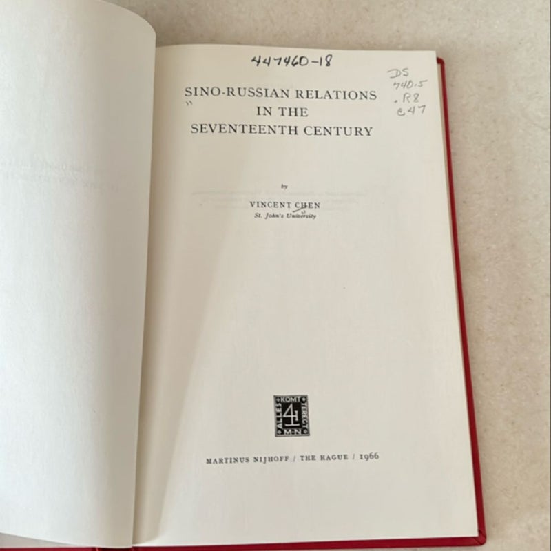 Sino-Russian Relations in the Seventeenth Century